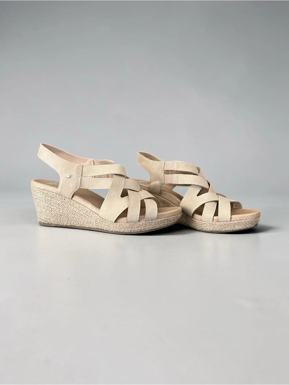 Dr. Scholl’s Everlasting Beige Espadrille Wedge Sandals Size 8